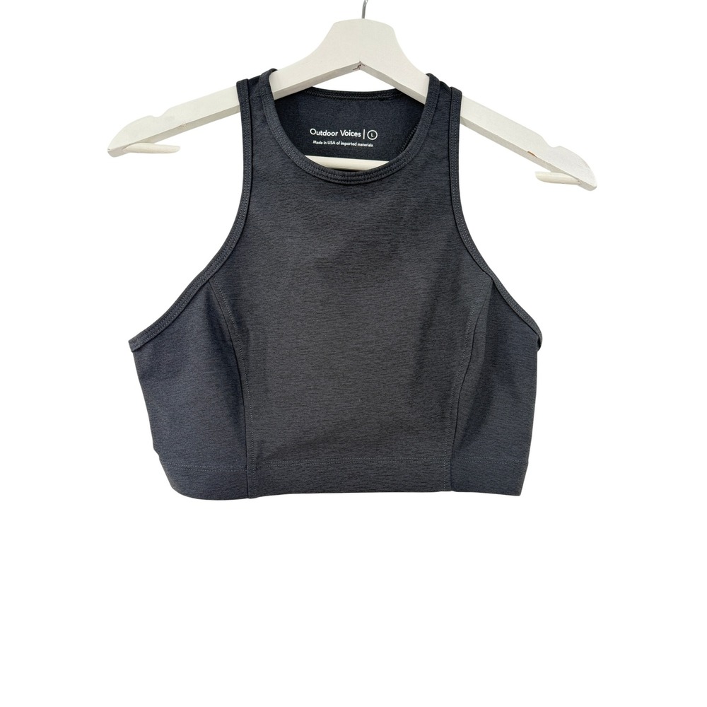 Outdoor Voices TechSweat Sports Bra Women Large Grey Racerback High Neck Active
